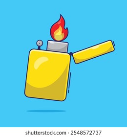 Cute cartoon lighting a lighter vector illustration object with simple colors and shadow