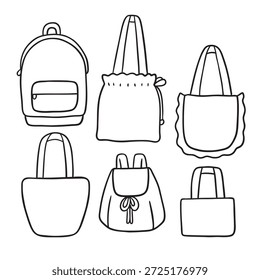  Ilustração de linha de desenho animado de uma mochila.