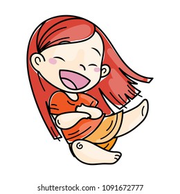 Pequeños niños con dibujos animados. Vector e ilustración.