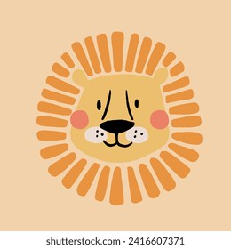 Cute cartoon lion character illustration for kids. Fun and playful design for posters, prints, t-shirts, book covers, and nursery decor.