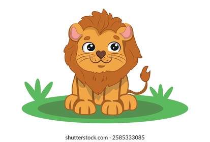 cute cartoon lion childish vector illustration.