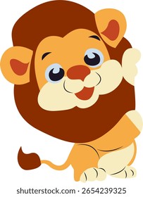 Bonito Desenho Animado Lion Cub Ilustração Espiando mão desenhada