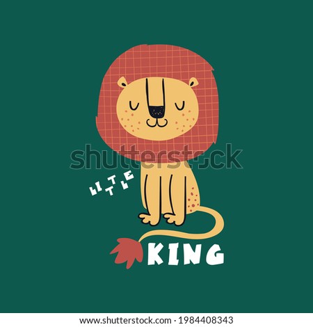 cute cartoon lion drawn as vector for print