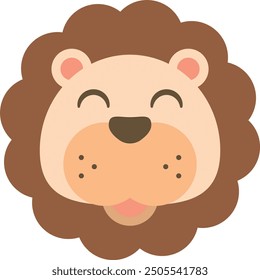 Cute cartoon lion face with a friendly expression and tongue sticking out.