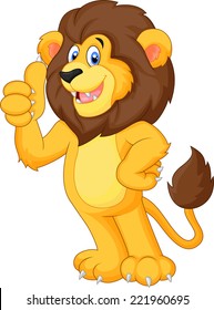 Cute cartoon lion giving thumb up