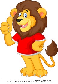 Cute cartoon lion giving thumb up