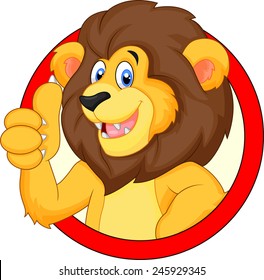 Cute cartoon lion giving thumb up