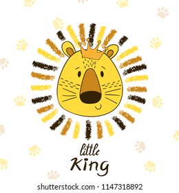Cute cartoon lion head vector illustration