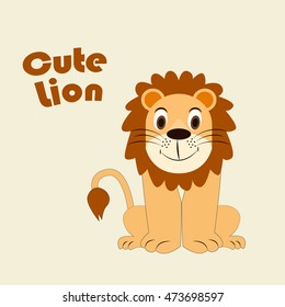 Cute cartoon Lion illustration for tee print