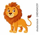 Cute cartoon lion isolated on white background. Baby lion smiling. Vector illustration.