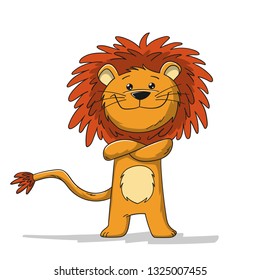 Cute cartoon lion. Isolated on white background.