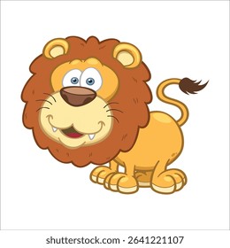 Cute cartoon lion isolated on white background. Baby lion smiling. Vector illustration. 27