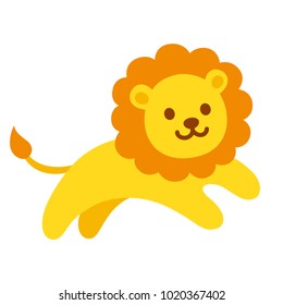 Cute cartoon lion jumping, funny vector illustration for kids.