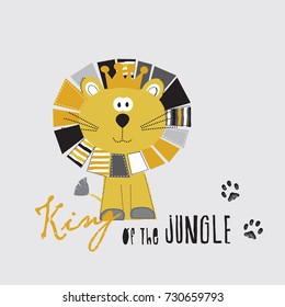 cute cartoon lion, king of the jungle vector illustration