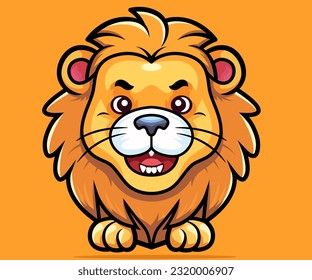 Cute cartoon lion. Lion mascot character