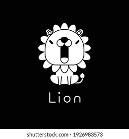 Cute cartoon lion  in outlines. Vector illustration.