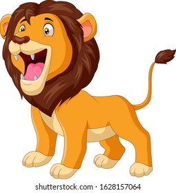 A cute cartoon lion roaring