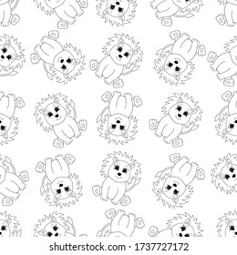 Cute Cartoon lion seamless pattern. Vector illustration for children.