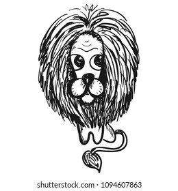 Cute cartoon lion. Sketch. Vector illustration