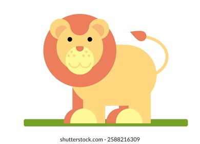  Cute cartoon lion smiling happily in a fun animal illustration