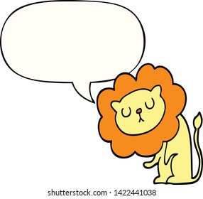 león lindo de dibujos animados con burbuja de palabras