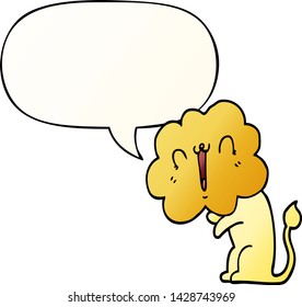 cute cartoon lion with speech bubble in smooth gradient style