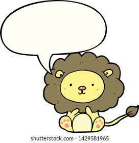 león lindo de dibujos animados con burbuja de palabras