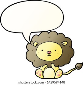 cute cartoon lion with speech bubble in smooth gradient style