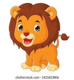 cute cartoon lion standing isolated on a white background-vector art