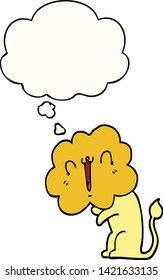 cute cartoon lion with thought bubble