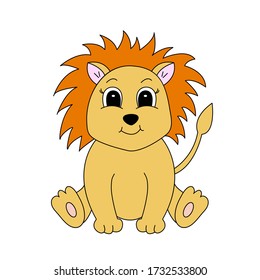 Cute Cartoon lion. Vector illustration for children.