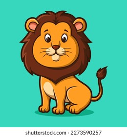 Cute cartoon lion. Vector illustration