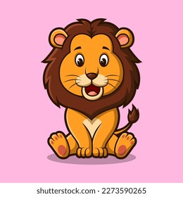 Cute cartoon lion. Vector illustration