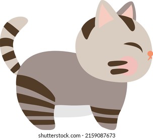 Cute Cartoon Little Baby Cat Icon. Cat standing on the floor with eye closed. Cat with gray color. Cartoon illustration, Vector, EPS10
