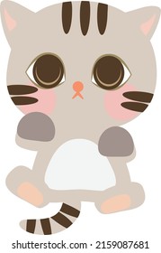 Cute Cartoon Little Baby Cat Icon. Cat sitting on the floor with front position. Cat with gray color. Cartoon illustration, Vector, EPS10