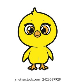 Cute cartoon little baby chick color variation isolated on white background. Image produced without the use of any form of AI software at any stage