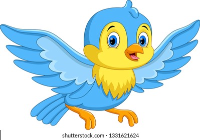 Cute Cartoon Little Birds Fly Stock Vector (Royalty Free) 1331621624 ...