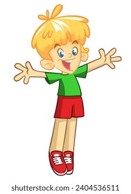Cute Cartoon kleiner Junge. 
Vektorgrafik eines Teenagers, der lockere Kleidung trägt umrissen.
