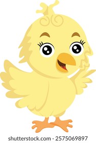 Cute cartoon little chicken. Vector clipart, illustration with isolated background.