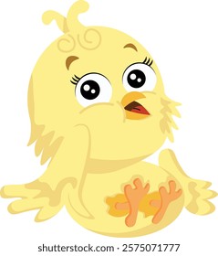 Cute cartoon little chicken. Vector clipart, illustration with isolated background.