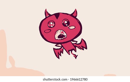 Cute Cartoon little Demon. Vector illustration