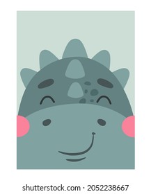 Cute cartoon little dinosaur in flat style. Vector character for posters, print for children's clothing and various design. Roar!