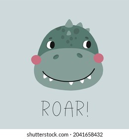 Cute cartoon little dinosaur - vector illustration. Cute simple dino portraits -Great for designing baby clothes.
