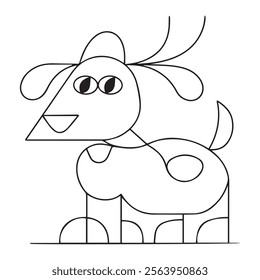 Cute cartoon little dog. Puppy. Color and black white vector illustration for coloring book
