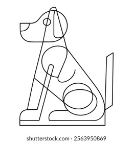 Cute cartoon little dog. Puppy. Color and black white vector illustration for coloring book
