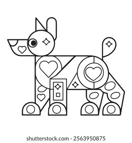 Cute cartoon little dog. Puppy. Color and black white vector illustration for coloring book
