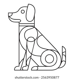 Cute cartoon little dog. Puppy. Color and black white vector illustration for coloring book
