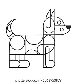 Cute cartoon little dog. Puppy. Color and black white vector illustration for coloring book
