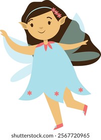 Cute Cartoon Little Fairy Character. Isolated Vector Illustration.
