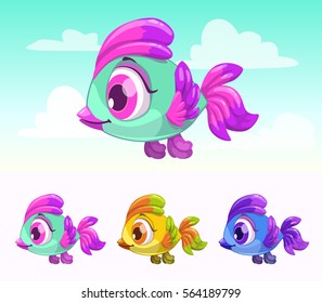 Cute cartoon little flying bird. Vector illustration.